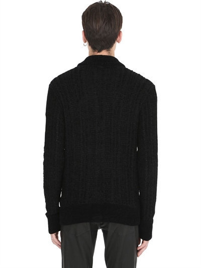 John Varvatos Coated Wool Blend Herringbone Cardigan, $362