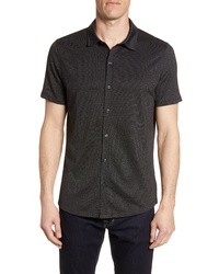 Black Herringbone Short Sleeve Shirt