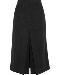 Joseph Hart Herringbone Wool Midi Skirt Black
