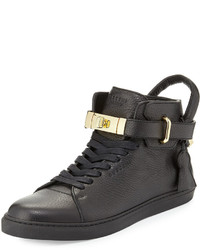 Buscemi 100mm High Top Leather Sneaker With Padlock Black