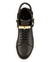 Buscemi 100mm High Top Leather Sneaker With Padlock Black