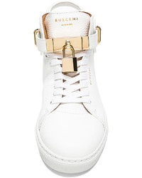Buscemi 100mm High Top Pebbled Leather Sneakers