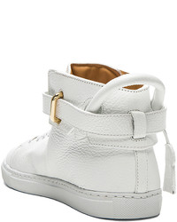 Buscemi 100mm High Top Pebbled Leather Sneakers