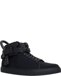 Buscemi 100mm Neoprene And Leather High Top Trainers