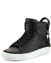 Buscemi 125mm High Top Leather Sneaker With Padlock Blackwhite