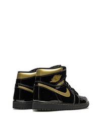 Jordan Air 1 High Black Metallic Gold Sneakers