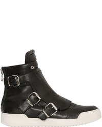 Balmain Belted Leather High Top Sneakers
