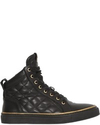 Balmain Quilted Leather High Top Sneakers