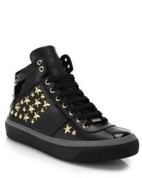 Jimmy Choo Belgravia Star Studded Leather High Top Sneakers