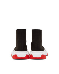 Balenciaga Black And Red Speed Sneakers