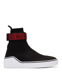 Givenchy Black And Red V Sock High Top Sneakers