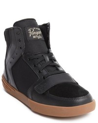 Original Penguin Black Canvas And Leather Moby High Top Sneakers
