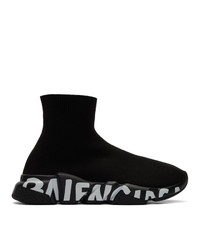 Balenciaga Black Graffiti Sole Speed Runner Sneakers