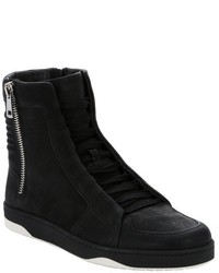Gucci Black Leather Dual Side Zip High Top Sneakers