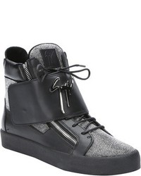 Giuseppe Zanotti Black Micro Studded Leather May London High Top Sneakers