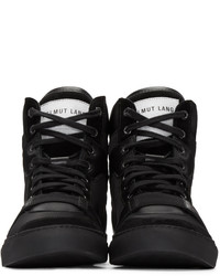 Helmut Lang Black Nylon Heritage High Top Sneakers