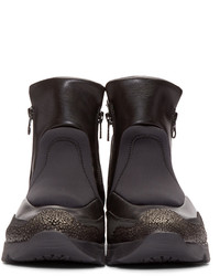 MM6 MAISON MARGIELA Black Panelled High Top Sneakers
