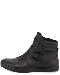 Kenneth Cole Brand Slam Leather High Top Sneaker Black