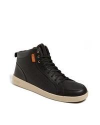 Clae Cl Russell High Top Sneaker Black Embossed Leather 115 M
