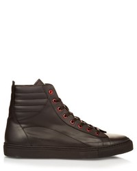 Raf Simons Contrast Eyelet Leather High Top Trainers