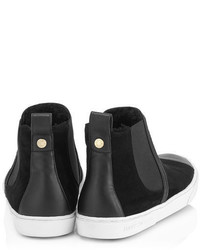 Jimmy Choo Della Flat Black Suede And Shearling Slip On Trainers
