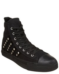 Demonia Deviant 103 Black Studded High Top Sneakers