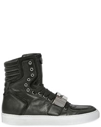 DSQUARED2 Metal Plaque Leather High Top Sneakers