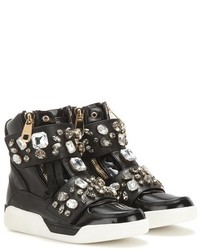 Dolce & Gabbana Embellished High Top Leather Sneakers