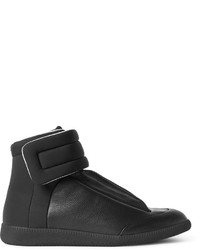 Maison Margiela Future Full Grain Leather And Neoprene High Top Sneakers