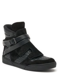 Bottega Veneta Hawk Wrapped Ankle Strap Leather Suede High Top Sneakers