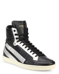 Saint Laurent High Top Calf Leather Sneakers