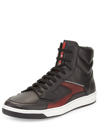Prada High Top Zip Side Sneaker Black