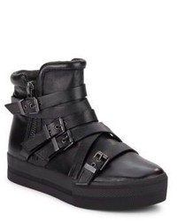 Ash Jet Bis Buckled Leather High Top Sneakers