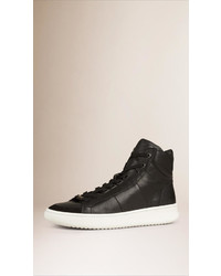 Burberry Leather And Suede High Top Trainers