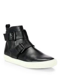 Pierre Hardy Leather High Top Buckle Sneakers