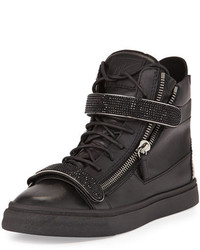 Giuseppe Zanotti Leather High Top Sneaker Black