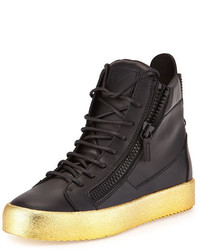 Giuseppe Zanotti Leather High Top Sneaker Blackgold