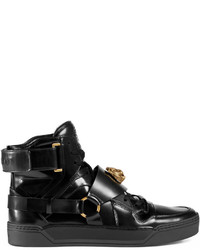 Gucci Leather High Top Sneaker With Feline