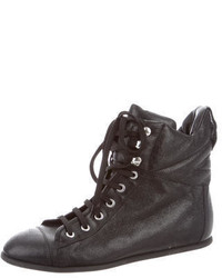 Chanel Leather High Top Sneakers