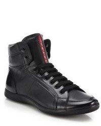 Prada Leather High Top Sneakers