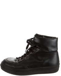 Jil Sander Navy Leather High Top Sneakers
