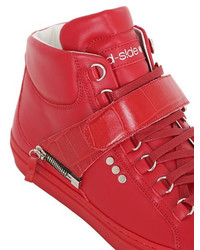 D-S!de Leather High Top Sneakers W Croc Detail
