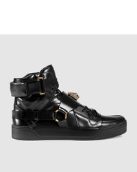 Gucci Leather High Top With Feline