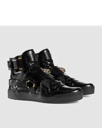 Gucci Leather High Top With Feline
