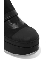 Marni Leather Trimmed Twill Platform Sneakers Black