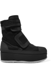 Marni Leather Trimmed Twill Platform Sneakers Black