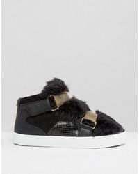 Carvela Lovely Furry Strap High Top Sneakers