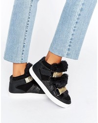 Carvela Lovely Furry Strap High Top Sneakers