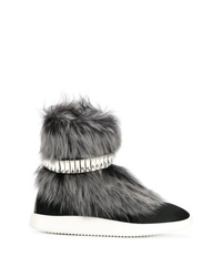 Giuseppe Zanotti Design Marley Fur And Crystal Hi Top Sneakers