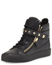 Giuseppe Zanotti Matte Leather High Top Sneaker Black